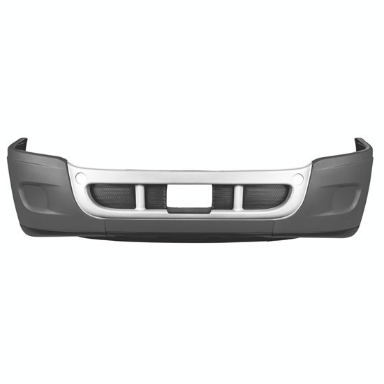 Molded Plastic Gray 3 Piece Bumper Set 96.75 X 25.25 Inch W/ Center Radar Cutout, 2 Tow Hook Receiver Holes & Fog Light Hole Options For Freightliner Cascadia 113/125