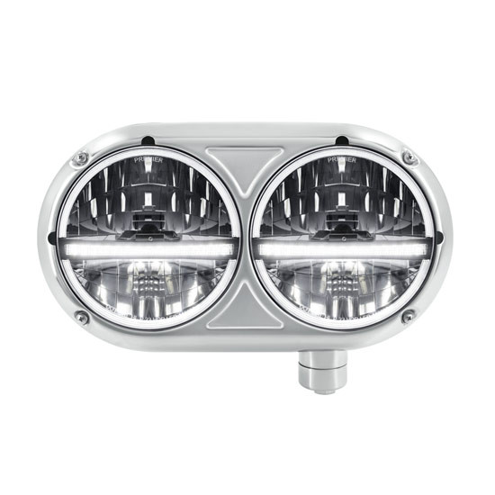 Dual Stainless Steel Headlight Assembly Driver/Passenger Side For Peterbilt 359