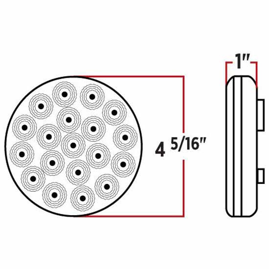 Red/White Dual Function 4.3 Inch Round LED Stop, Turn, Tail & Back Up Light W/ Clear Lens