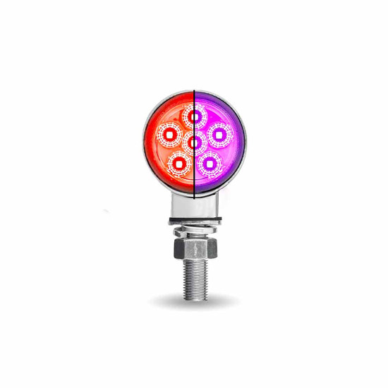 Amber/Red & Purple Dual Function Mini Round Double Face LED Clearance, Marker & Auxiliary Light W/ Clear Lens