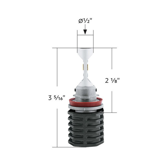 H8/H11/H16 Bulb 3.3125 Inch W/ 6 Diode White LED