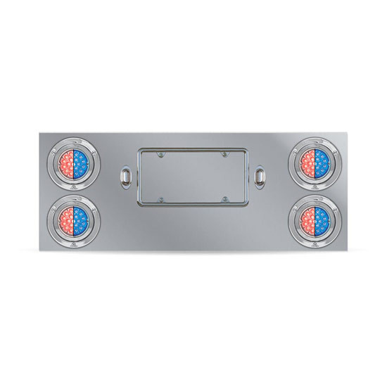 Stainless Steel Rear Center Panel 33.625 X 3.25 X 12.375 Inch W/ 12 Inch Drop, 4 Dual Star Burst Watermelon, Clear Lens & LED Color Options