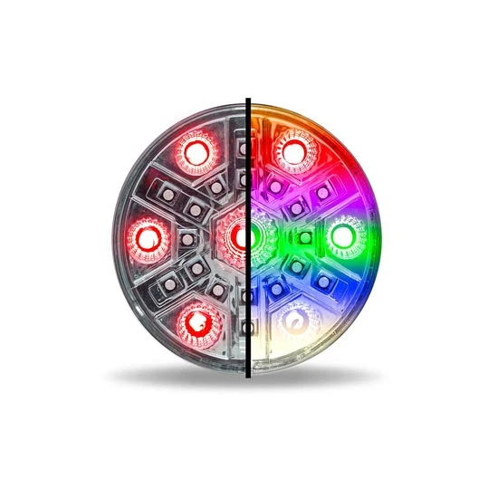 Red/RGB Dual Function Round LED Stop, Turn, Tail & Auxiliary Light W/ Clear Lens