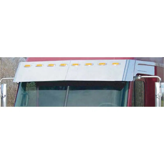 Roadworks 17 Inch Stainless Steel Drop Visor W/ 8 Supernova Light Holes For Freightliner Century & Columbia W/ Condo & Mid Roof Models