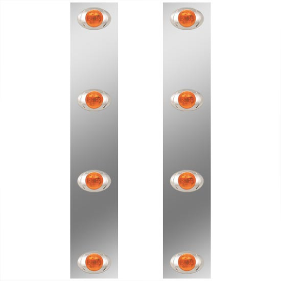 Stainless Steel Front Panels For 13 Inch Air Cleaner W/ P3 Amber LEDs For Kenworth W900B, W900L