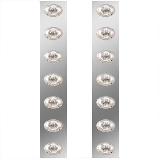 Stainless Steel Rear Air Cleaner Panels W/ P3 Red LEDs For Kenworth W900B, W900L - Pair