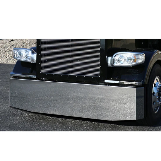 Roadworks Stainless Steel Tapered Bumper W/ Height, Style & Recessed License Plate Options For Peterbilt, Kenworth, Freightliner, International & Western Star