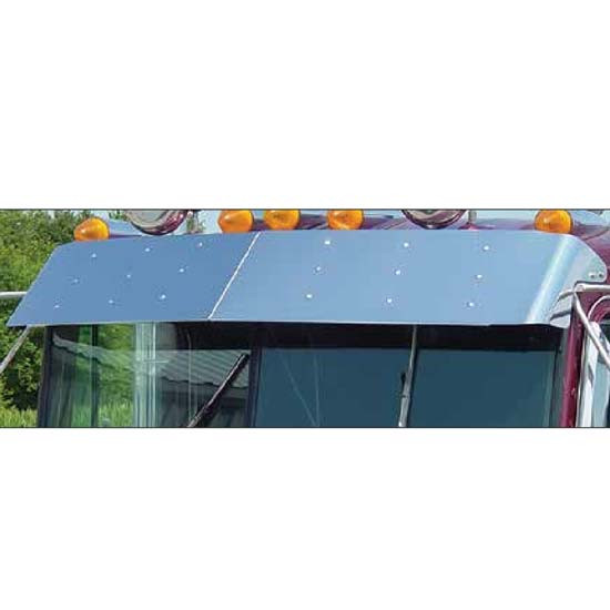 Roadworks 12 Inch Stainless Steel Drop Visor For Kenworth W900A W/ Flat Windshields