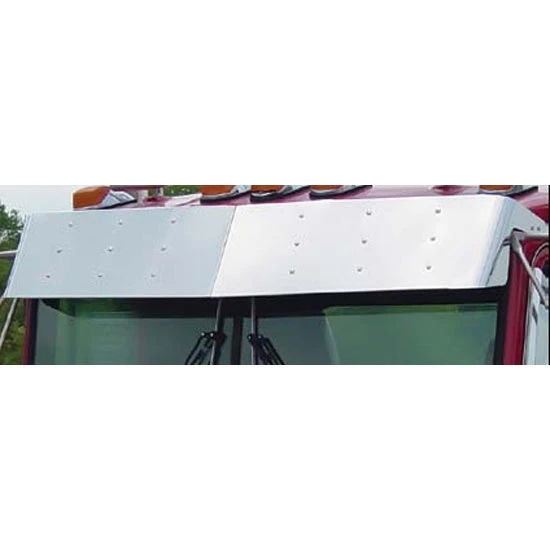 Roadworks 10.125 X 12 Inch Stainless Steel 2 Piece Bowtie Drop Visor For Kenworth W/ Flat Windshields