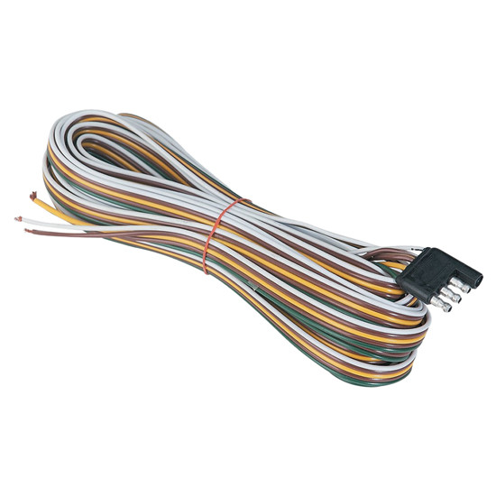 4 Way LED Trailer Light Harness 25 Foot W/ 4 Across Style Male Connector & 18 Gauge Insulated Wire
