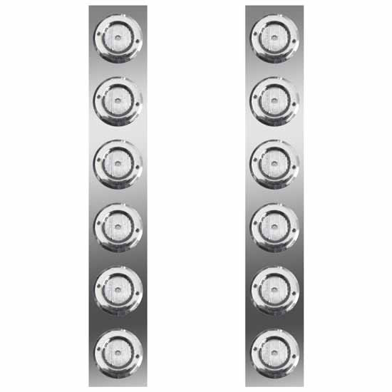 Front Air Cleaner Light Panels W/ 12 - 2 Inch Amber LED Clear Lens Lights & Bezels For Kenworth W900