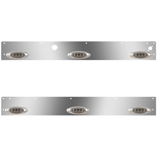 5.25 Inch Cab Panels W/ 6 P1 Amber/Smoked LEDs, Block Heater Plug, Dual Step Light Holes For Kenworth T800, W900L