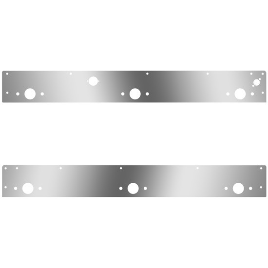 5.25 Inch Stainless Cab Panels W/ 6 P1 Light Holes, Block Heater Plug, Step Light Holes For Kenworth T800, W900L
