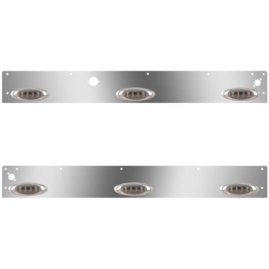 5.25 Inch Cab Panels W/ 6 P1 Amber/Smoked LEDs, Block Heater Plug, Step Light Hole For Kenworth T800, W900L