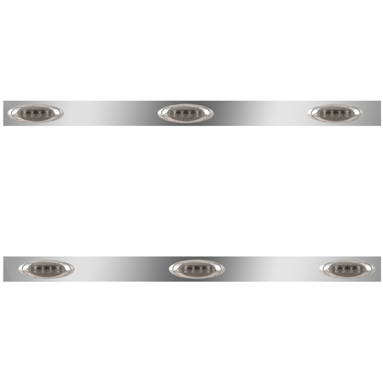 Stainless Steel Cab Panels W/ 6 P1 Amber/Smoked LEDs For Kenworth W900L Aerocab