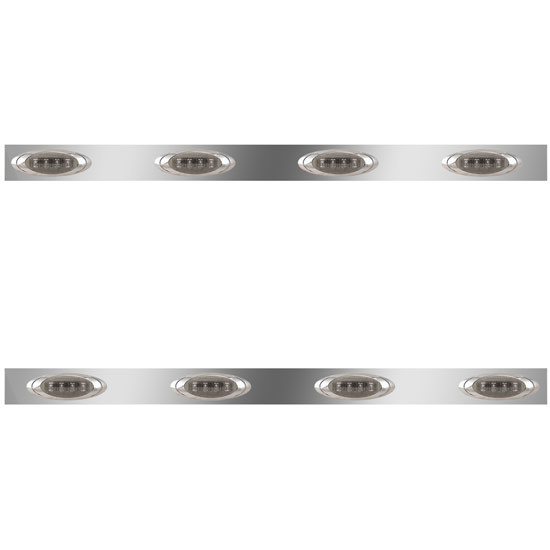 Stainless Steel Cab Panels W/ 8 P1 Amber/Smoked LEDs For Kenworth W900L Aerocab