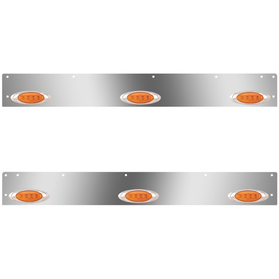 Stainless Steel Day Cab Panels W/ 6 P1 Amber/Amber LEDs For Kenworth T800, W900