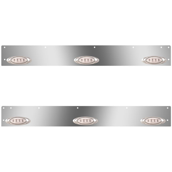 Stainless Steel Day Cab Panels W/ 6 P1 Amber/Clear LEDs For Kenworth T800, W900