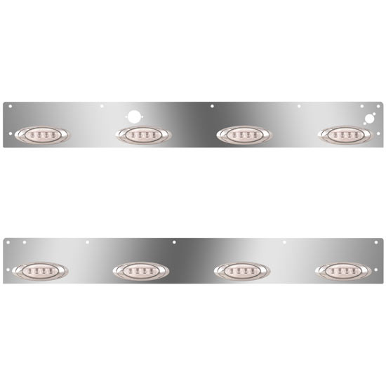 Stainless Steel Cab Panels W/ 8 P1 Amber/Clear LEDs, Block Heater Plug, Step Light Holes For Kenworth T800, W900