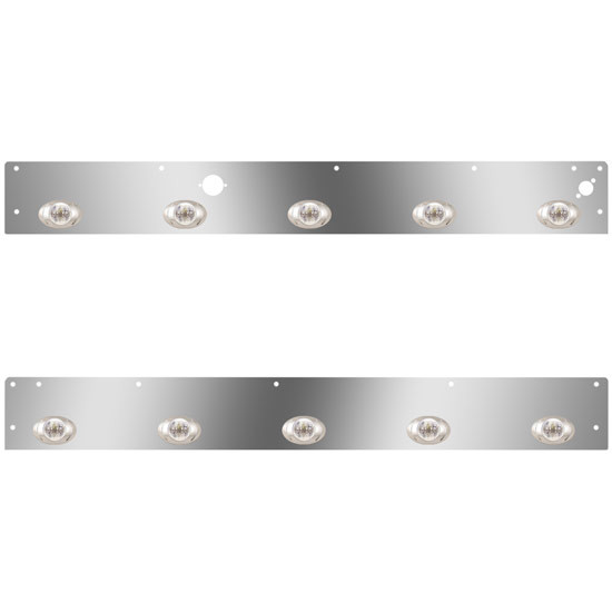 Stainless Steel Cab Panels W/ 10 P3 Amber/Clear LEDs, Block Heater Plug, Step Light Holes For T800, W900