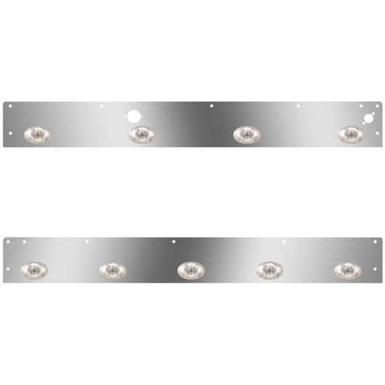 Stainless Steel Cab Panels W/ 9 Total P3 Amber/Clear LEDs, Block Heater Plug, Step Light Holes For T800, W900