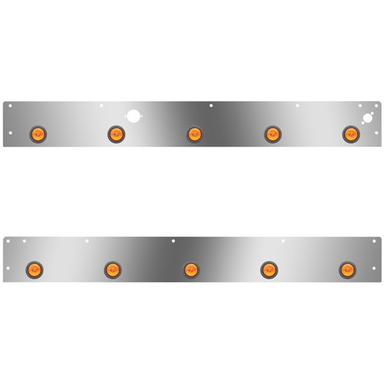 Stainless Steel Cab Panels W/ 10 - 2 Inch Amber/Amber LEDs, Block