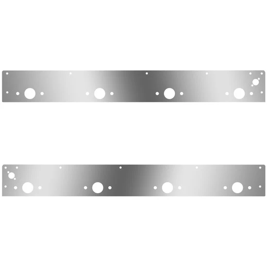 Stainless Steel Cab Panels W/ 8 P1 Light Holes, Dual Step Light Holes For Kenworth T800 SFA, T800 Curved Glass & W900 AeroCab