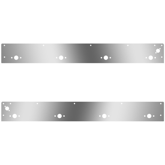 Stainless Steel Cab Panels W/ 8 P3 Light Holes, Dual Step Light Holes For Kenworth T800 Split Fender