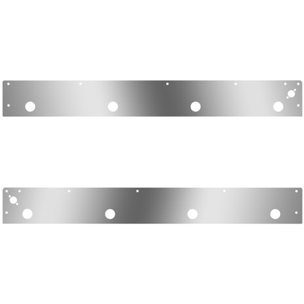 Stainless Steel Cab Panels W/ 9 Total 2 Inch Light Holes, Dual Step Light Holes For Kenworth T800 Split Fender