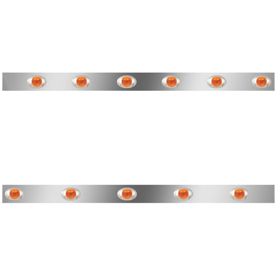 Stainless Steel Cab Panels W/ 11 Total P3 Amber/Amber LEDs For Kenworth W900L Aerocab