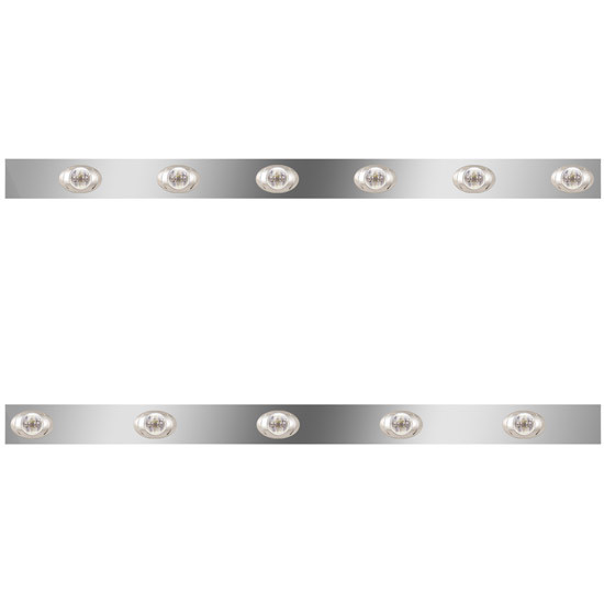 Stainless Steel Cab Panels W/ 11 Total P3 Amber/Clear LEDs For Kenworth W900L Aerocab