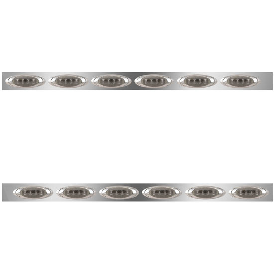 Stainless Steel Cab Panels W/ 12 P1 Amber/Smoked LEDs For Kenworth W900L Aerocab