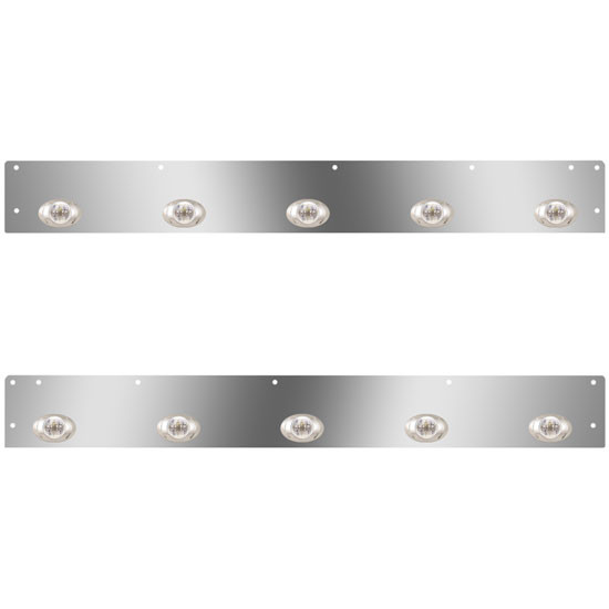 Stainless Steel Day Cab Panels W/ 10 P3 Amber/Clear LEDs For Kenworth T800, W900