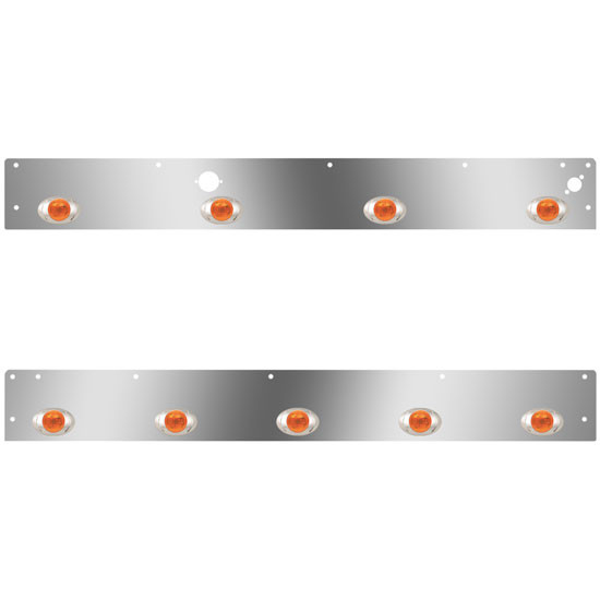 Day Cab Panels W/ 9 Total P3 Amber/Amber LEDs, Block Heater Plug Hole, Step Light For Kenworth T800 Split Fender