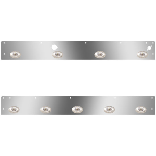 S.S. Day Cab Panels W/ 9 Total P3 Amber/Clear LEDs, Block Heater Plug Hole, Step Light For Kenworth T800 Split Fender