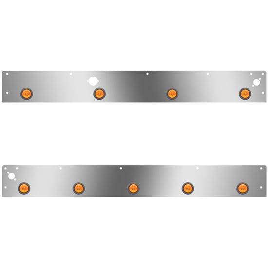 Day Cab Panels W/ 9 Total 2 Inch Amber/Amber LEDs, Block Heater Plug Hole, Dual Step Lights For Kenworth T800 SF