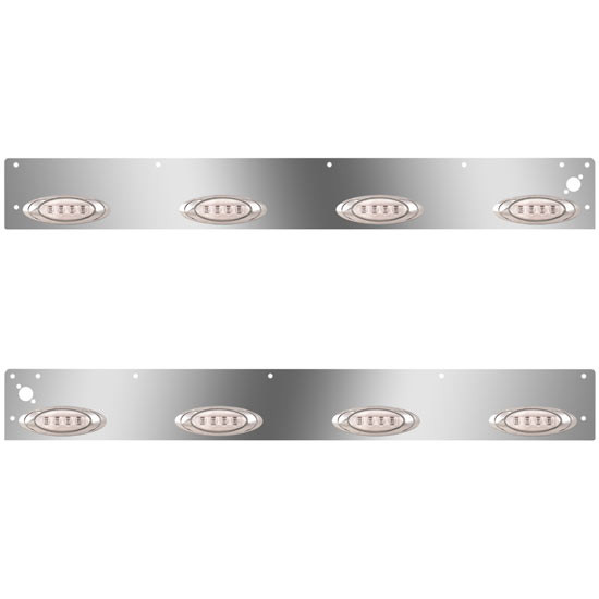 Stainless Steel Day Cab Panels W/ 8 P1 Amber/Clear LEDs, Dual Step Lights For Kenworth T800, W900