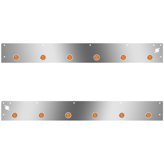 Cab Panels W/ 12 Round 3/4 Inch Amber/Amber LEDs, Dual Step Light Holes For Kenworth T800, W900