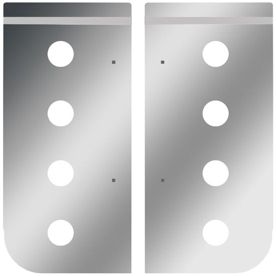 Stainless Steel Cowl Panels W/ 8 Round 2 Inch Light Holes For Kenworth W900L, Aerocab