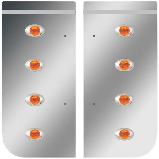 Stainless Steel Cowl Panels W/ 8 P3 Amber/Amber LEDs For Kenworth W900