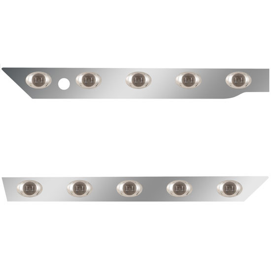 Stainless Steel Cab Panels W/ 10 P3 Amber/Smoked LEDs, Block Heater Plug Hole For Kenworth W990