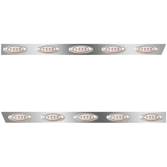 Stainless Steel Cab Panels W/ 10 P1 Amber/Clear LEDs For Kenworth T800 Curved Glass
