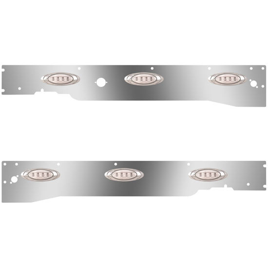 Cab Panels W/ Block Heater Plug, Dual Step Light Holes, 6 P1 Amber/Clear LEDs For Kenworth T660 W/ RME 2013 - 2017