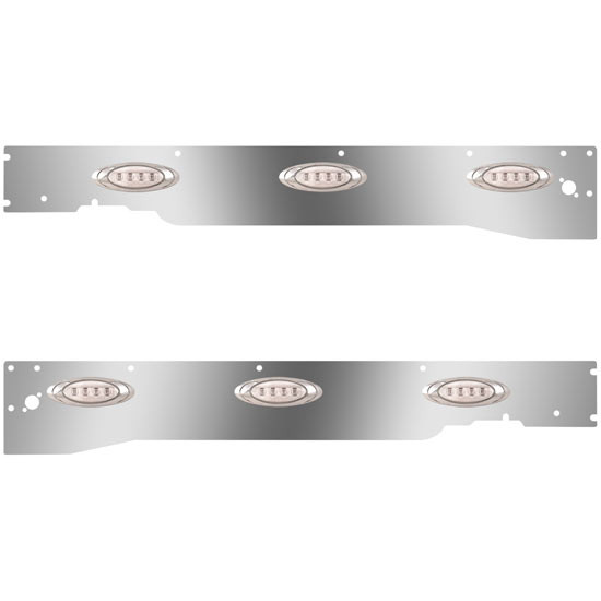 Cab Panels W/ Dual Step Light Holes, 6 P1 Amber/Clear LEDs For Kenworth T660 W/ Rear Mount Exhaust