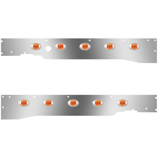 Stainless Cab Panels W/ Block Heater Plug, 10 P3 Amber/Amber LEDs For Kenworth T660 W/ RME 2008-2012