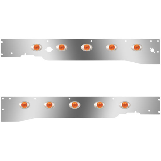 SS Cab Panels W/ Block Heater Plug,  Step Light Hole, P3 Amber/Amber LEDs For Kenworth T660 W/ RME 2008-2012