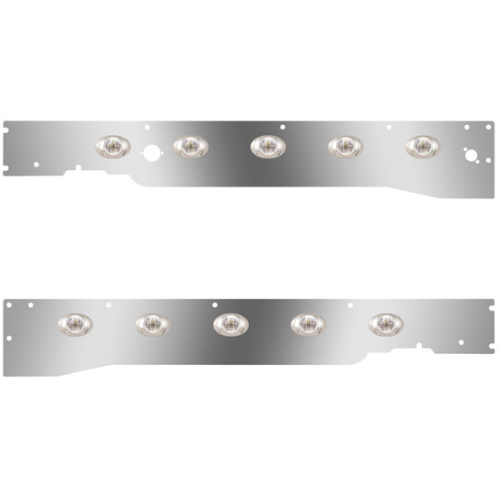 SS 6 3/4 Inch Cab Panels W/ Block Heater Plug, Step Light Hole P3 Amber/Clear LEDs For Kenworth T660 W/ RME 2008-2012