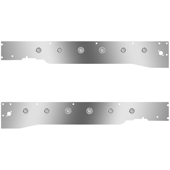 Stainless Steel Cab Panels W/ Dual Step Light Holes, 12 - 3/4 Inch Amber/Clear LEDs For Kenworth T660 W/ RME