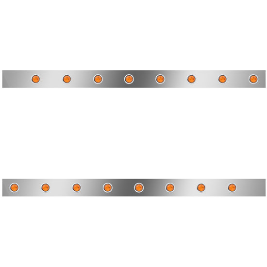 50.75 Inch Stainless Steel Cab Panels W/ 16 - 3/4 Inch Amber/Amber LEDs For Kenworth W900L