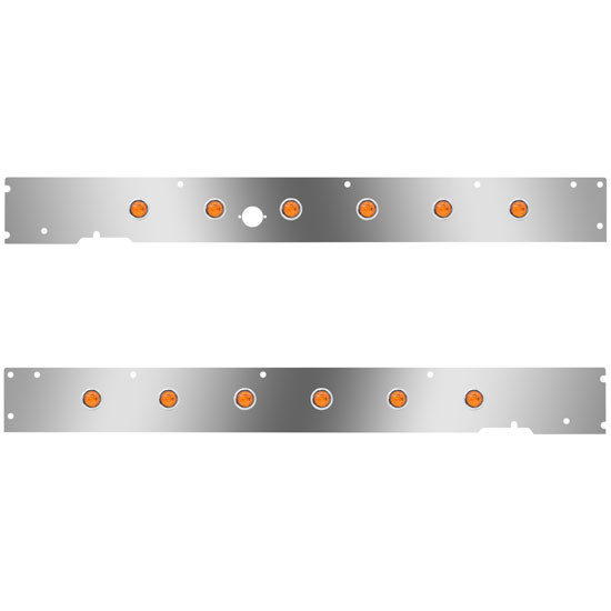 Cab Panels W/ Block Heater Plug Hole, 12 - 3/4 Inch Amber/Amber LEDs For Kenworth T660 W/ CME 2013-2017